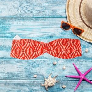 Urban Outfitters Swim Top Large Bandeau Out From Under Red/Orange Print